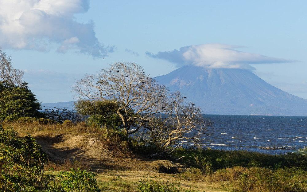 The island of Ometepe rising from Lake Nicaragua