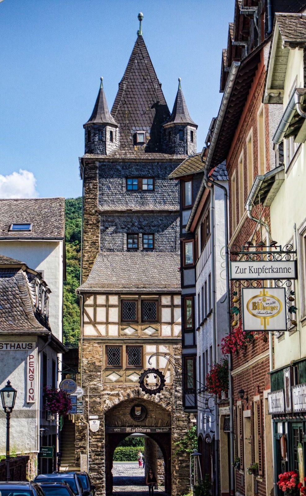Tower at the end of the street in Bacharach Germany