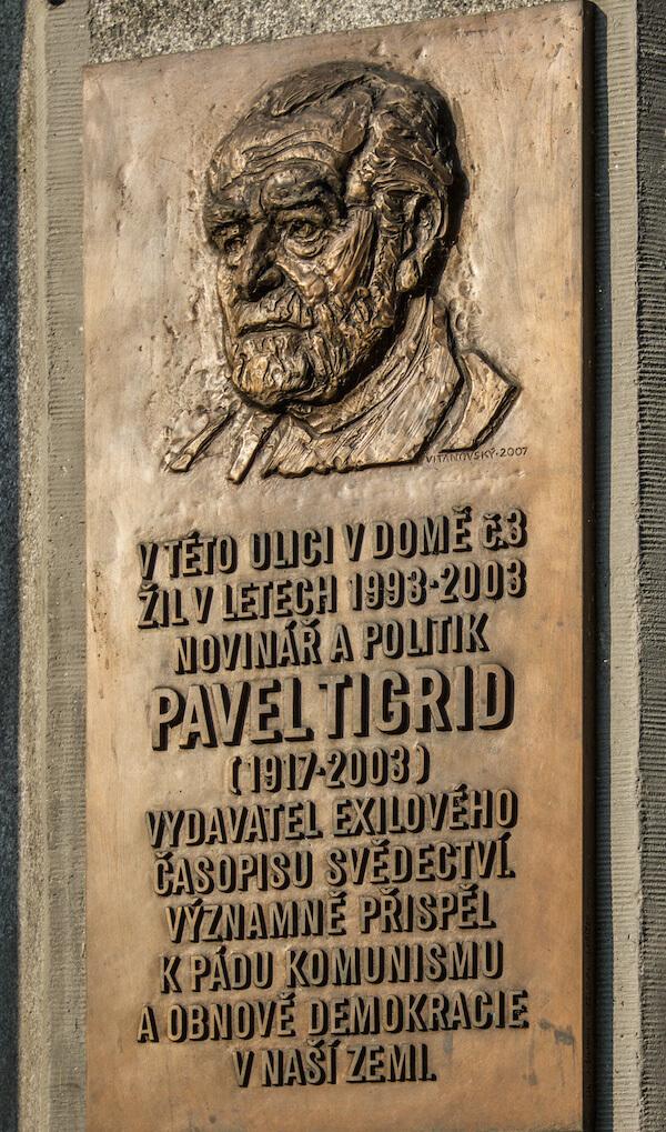 Plaque dedicated to Pavel Tigrid - Writer, Publisher, Author