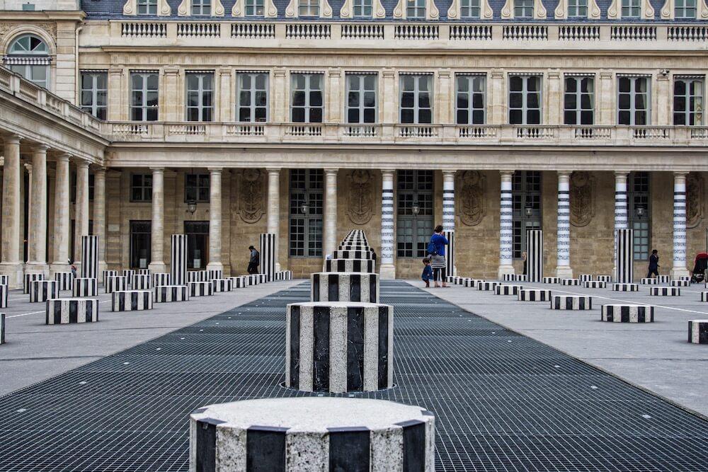 France visa: Living in Paris you need ot see the Palais Royal and the black and white pillars 