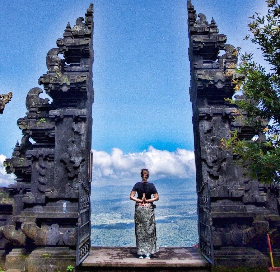 Women Standing looking out from Lempuyang temple in Bali