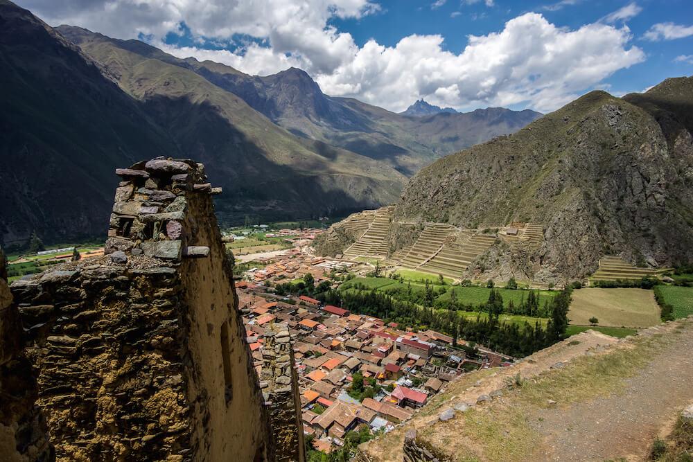 South America Travel route: view over Ollantaytambo from the ruins