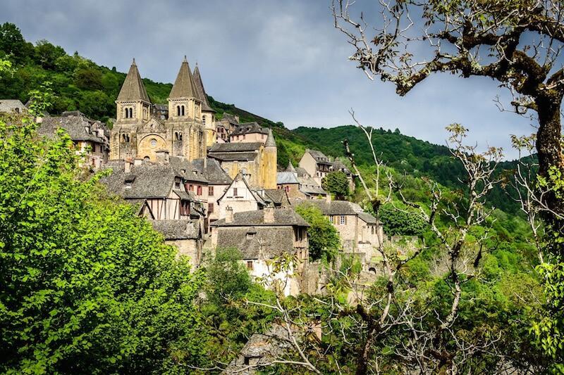 Conques Aveyron: the village from below