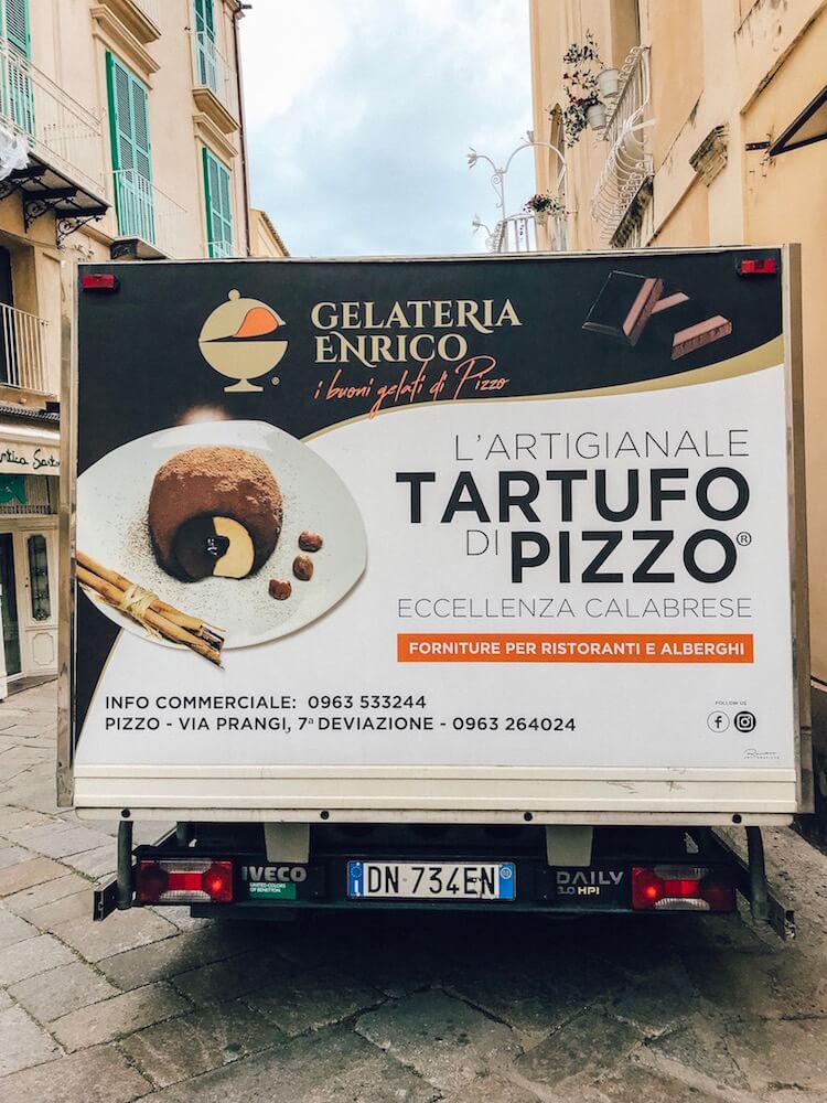Tartufo delivery truck in Tropea Italia