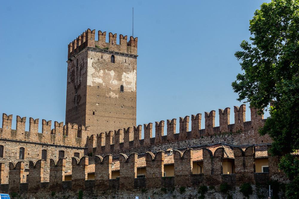Visit Verona: one tower and the fortress wall of Castelvecchio