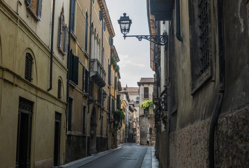 Welcome to Italy: narrow street in Verona