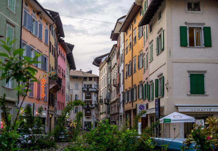 Trento Italy: Colourful facades line the street