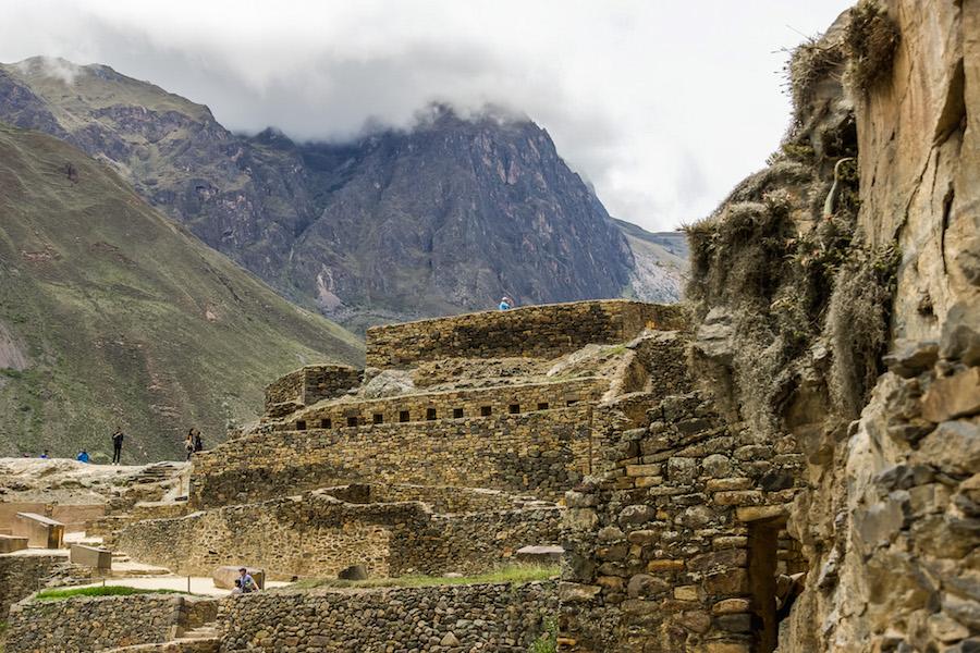 Ollantaytambo Peru: stone walls amidst the soaring Andes
