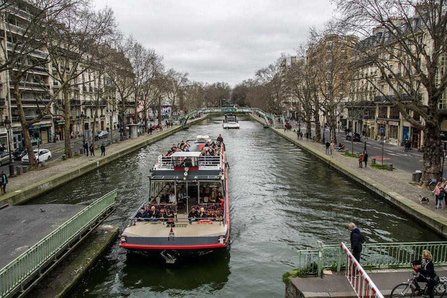 Canal Saint-Martin Paris: cruise boat on the Canal 