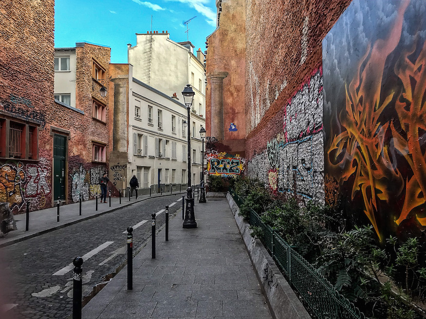 rue Legouvé - brick buildings and graffiti