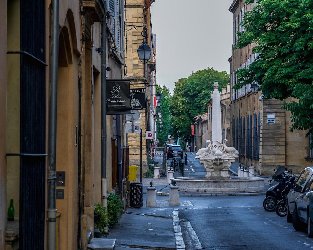 What to do in Aix-en-Provence: Find the Fontaine des 4 Dauphins with an obelisk and 4 dolphins