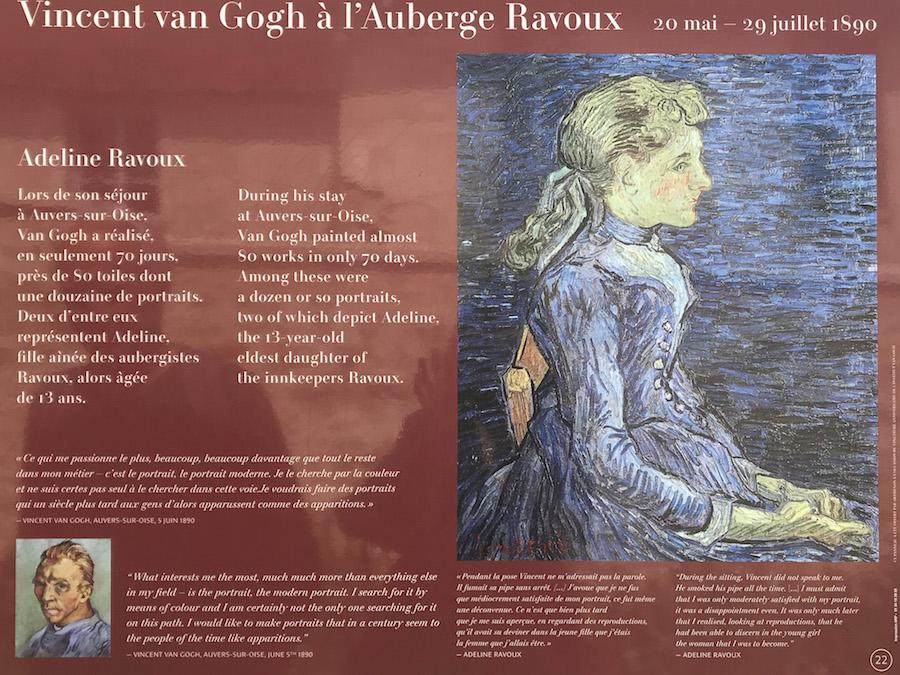 An information panel with Adeline Ravoux in Auvers-sur-Oise