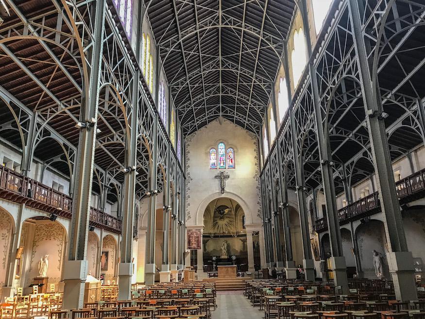 Notre Dame du Travail church in the 14th arrondissement of Paris has an iron and steel nave. 