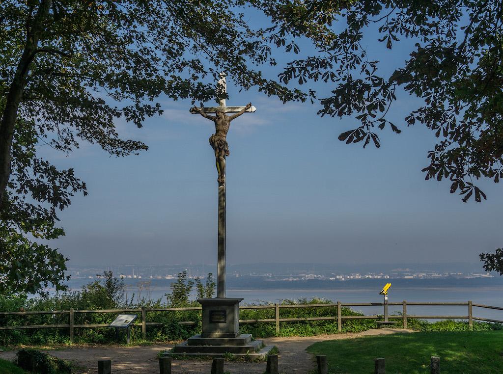 jesus on the cross overlooking the estuary of the Seine in Honfleur