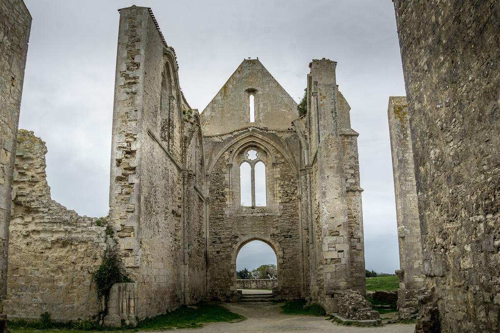 La Flotte Ile de Ré: the walls of the ruined abbey, the windows empty of glass