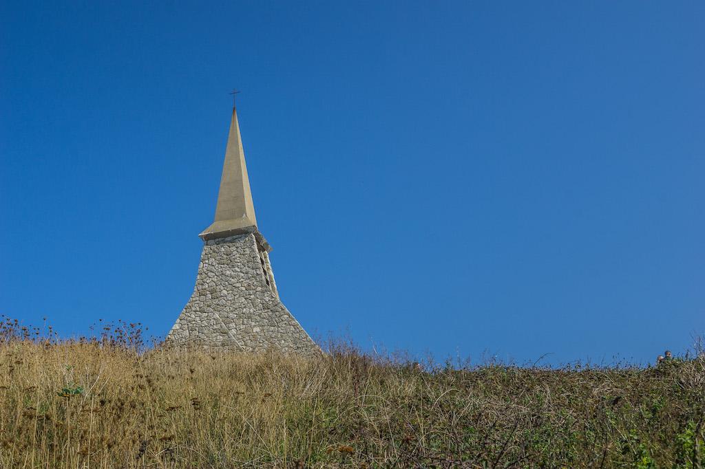 things to do in Etretat: the spire of the chapel Notre-Dame de la Garde