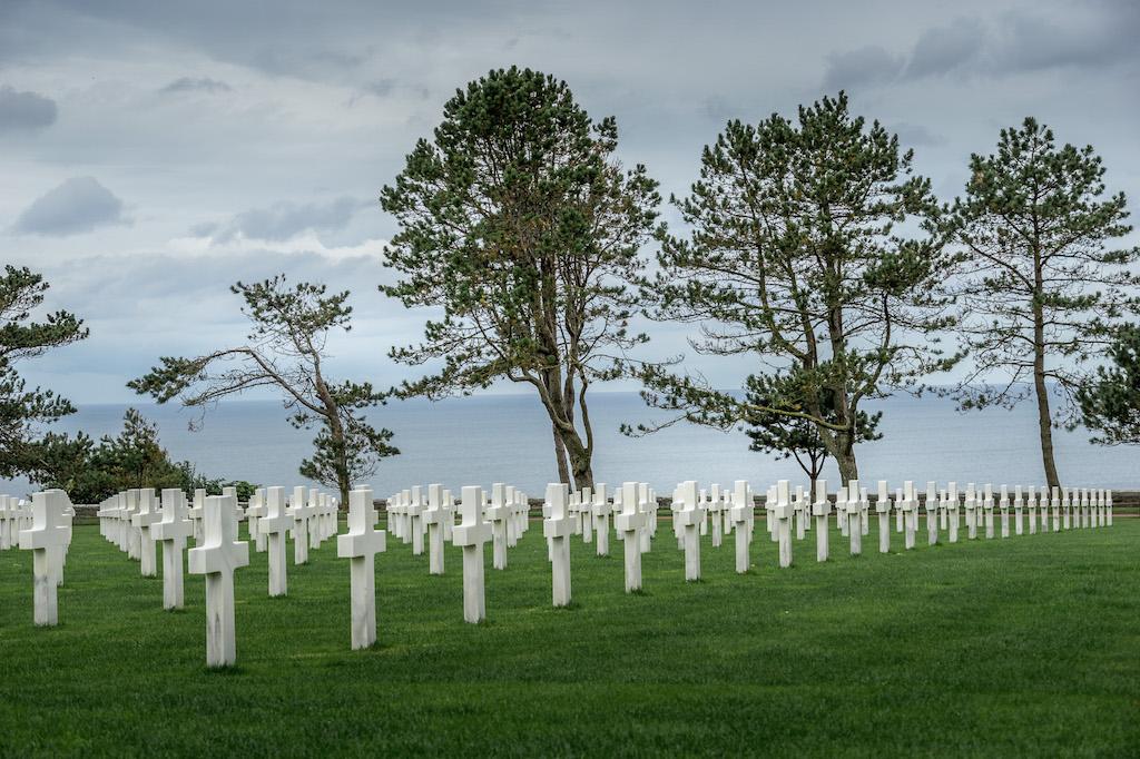 The Normandy American Cemetery and Memorial: white crosses stretch as far as the eye can see