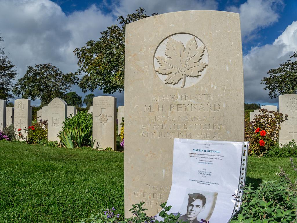 Canadian paratrooper tombstone in Bayeux