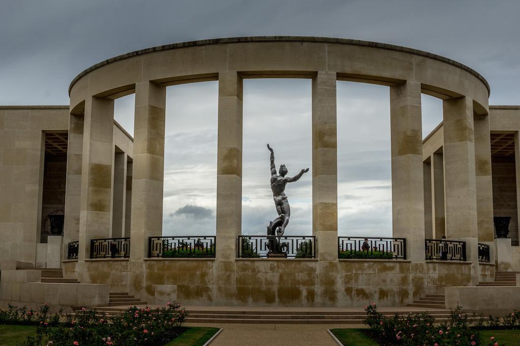 The Normandy American Cemetery and the Spirit of American youth statue