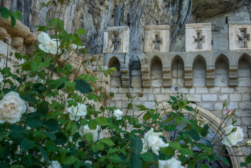 Rocamadour France - roses and stonework