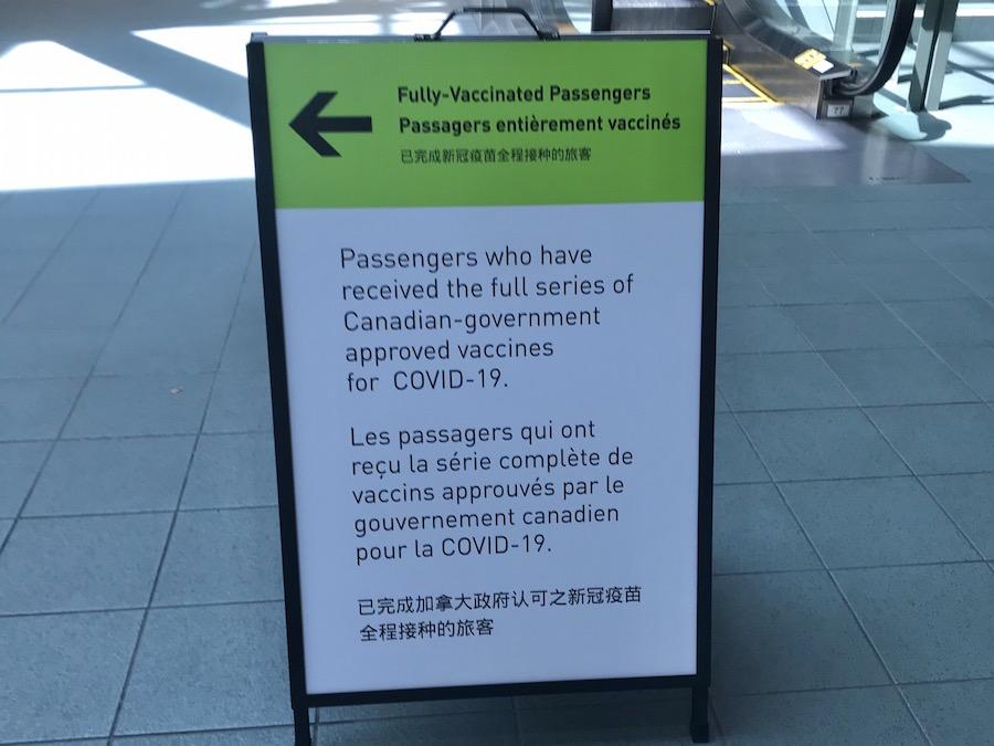 Travel to Canada: sign at the YVR airport