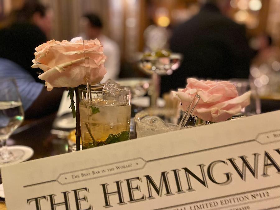 The Hemingway Bar at the Ritz in Paris - roses in the drinks