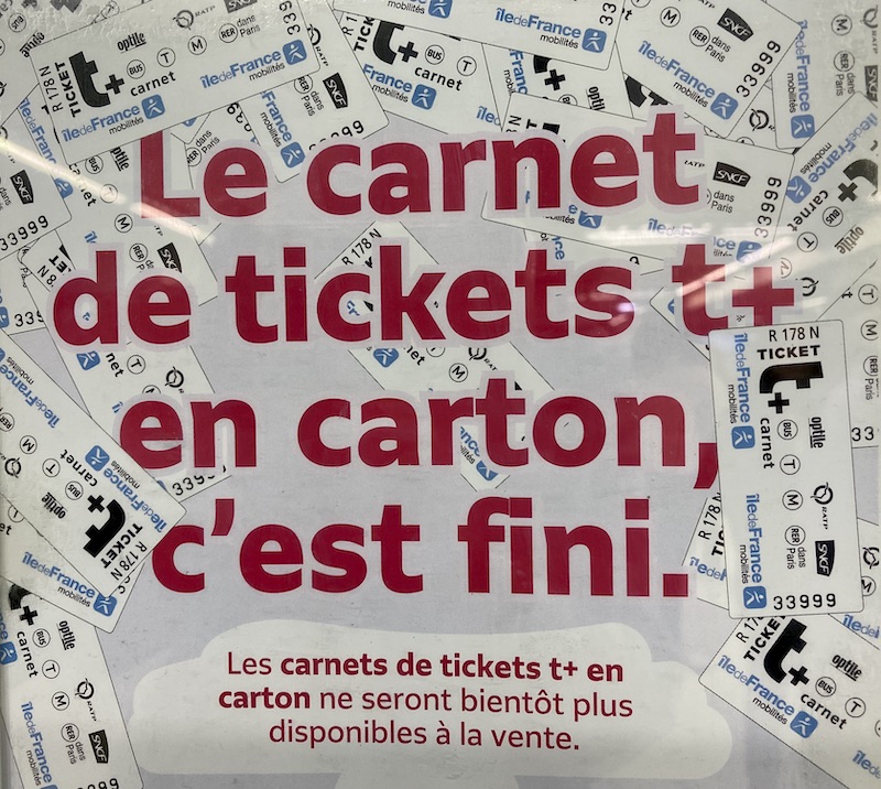 Paris métro ticket carnet is finished. 