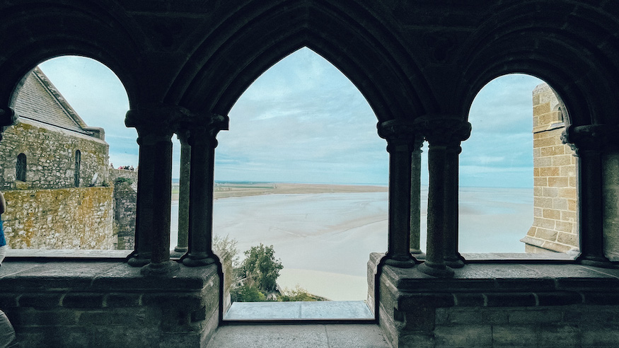 visiting mont st michel  - view from cloisters